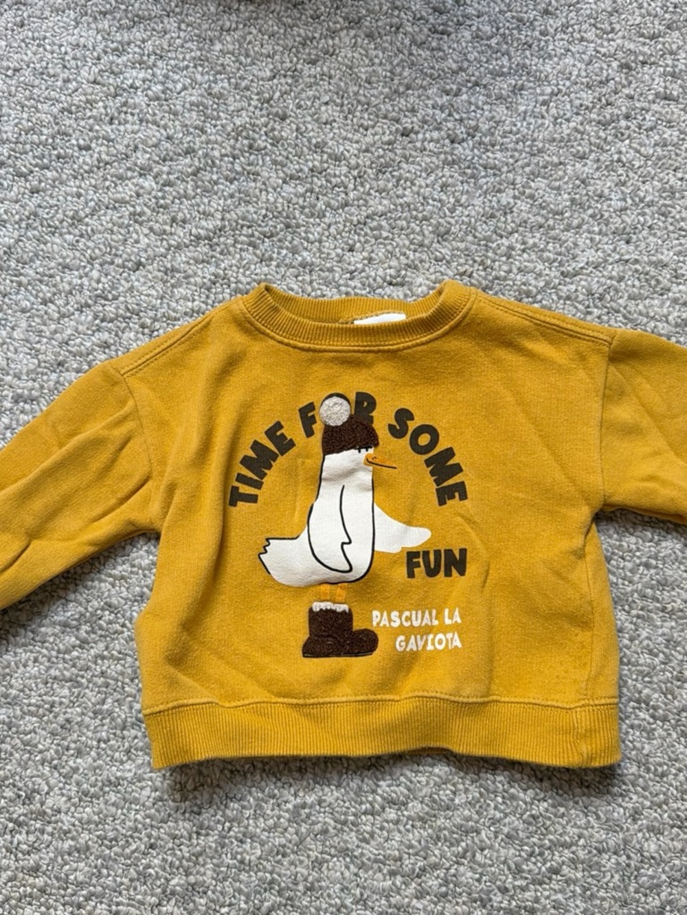 Zara Mustard Sweatshirt with Penguin Graphic
